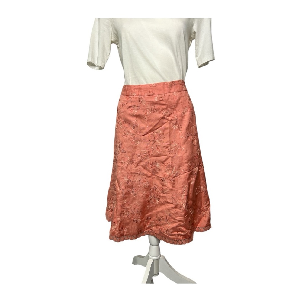 Dress‎ Barn A-line Embroidered Coral Lace Trim Lined Blend Skirt Sz 14 NEW